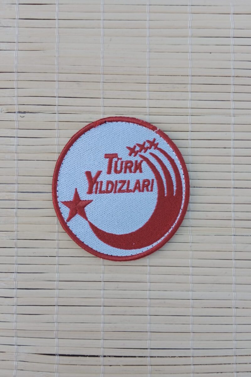 Beyaz Zemin Kırmızı Nakış işlemeli Türk Yıldızları Arma Patch Peç - Görsel 2