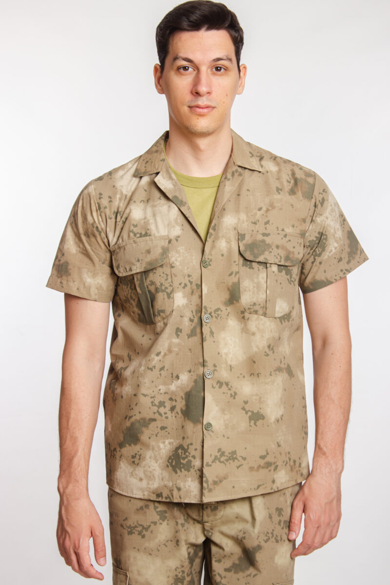 Jandarma Kamuflaj Renkli Kısa Kollu Cepli Taktik Gömlek Short Sleeve Camouflage