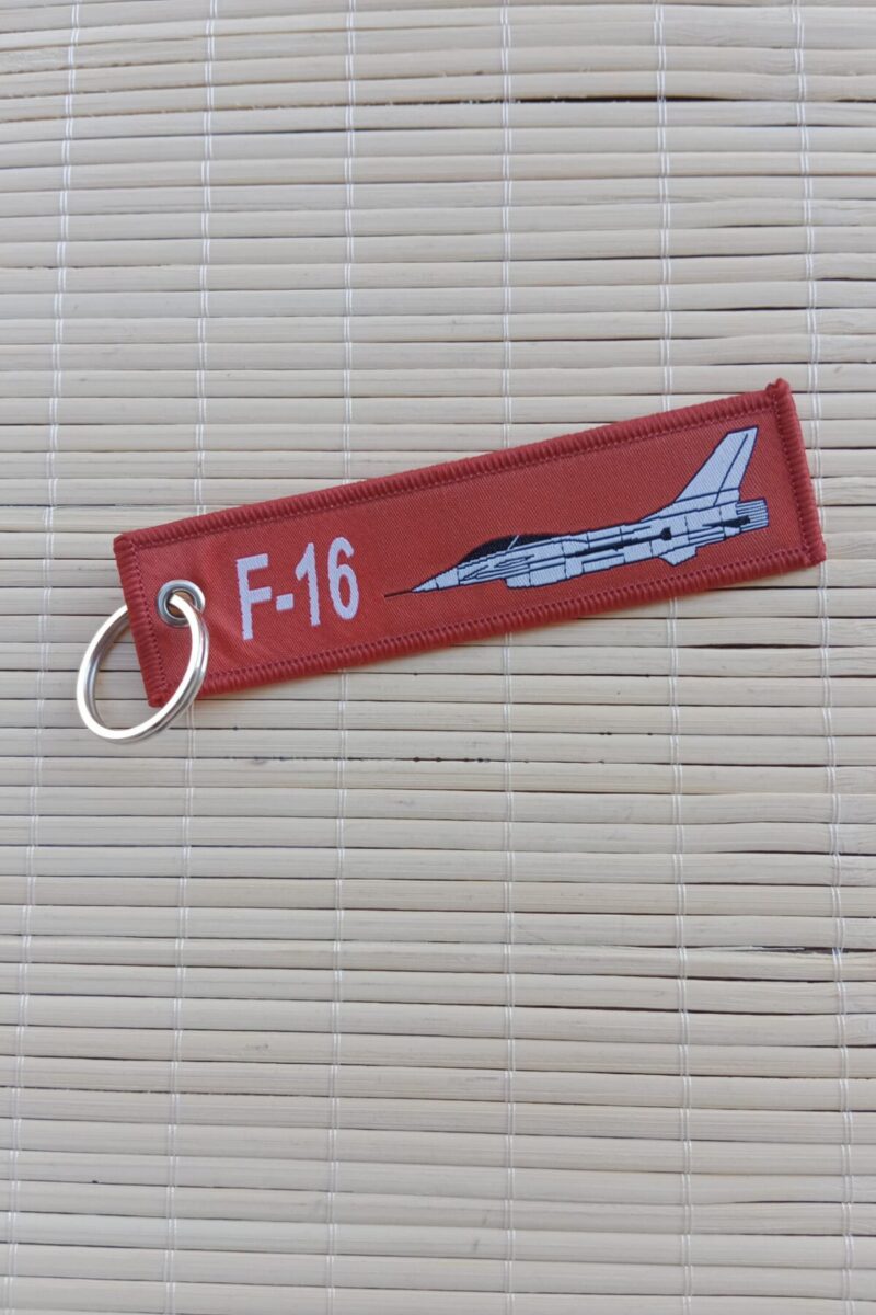 F-16 Remove Before Flight Yazılı Kırmızı Beyaz Nakış işlemeli Bez Anahtarlık