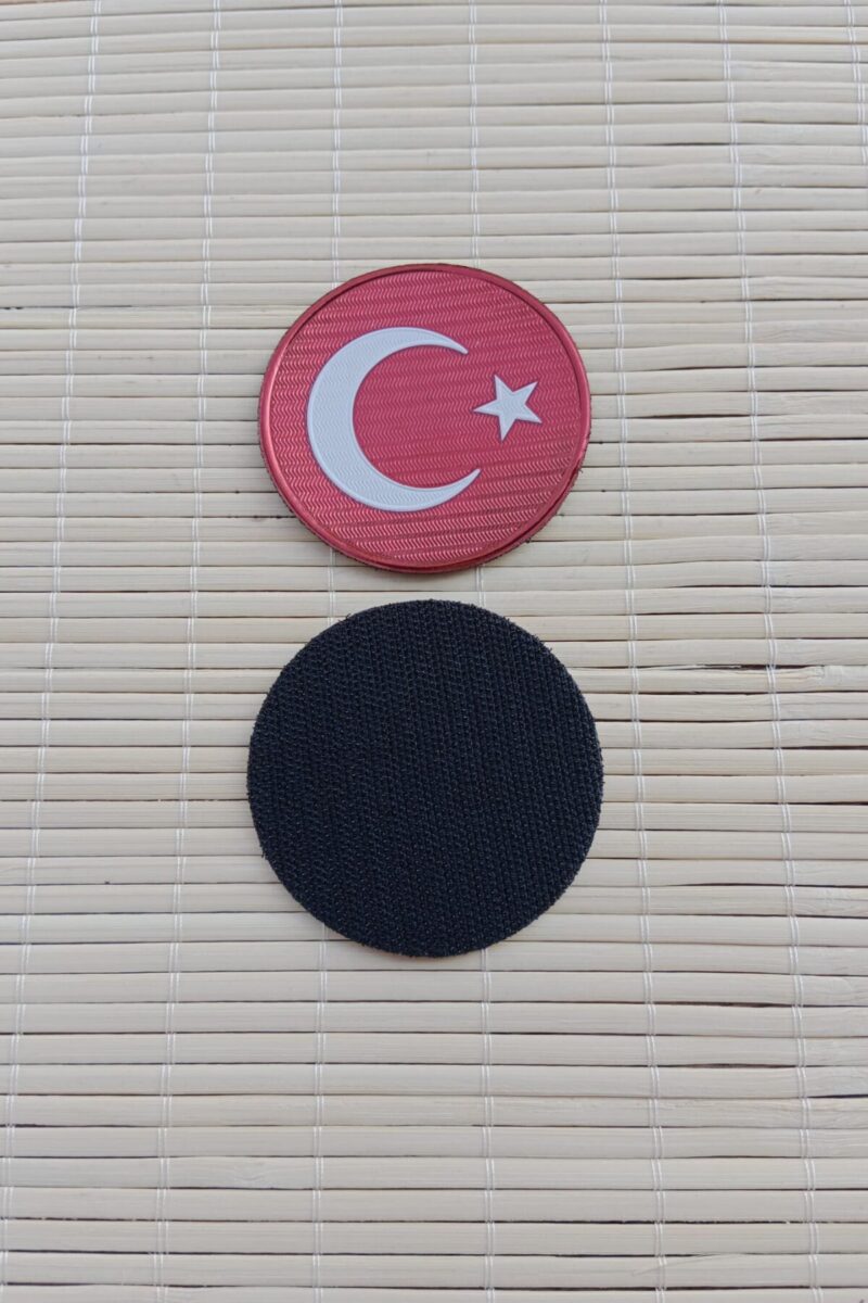 Kırmızı Ayyıldız Bayraklı TPU 3d Plastik Yuvarlak Zemin Arma Patch Peç