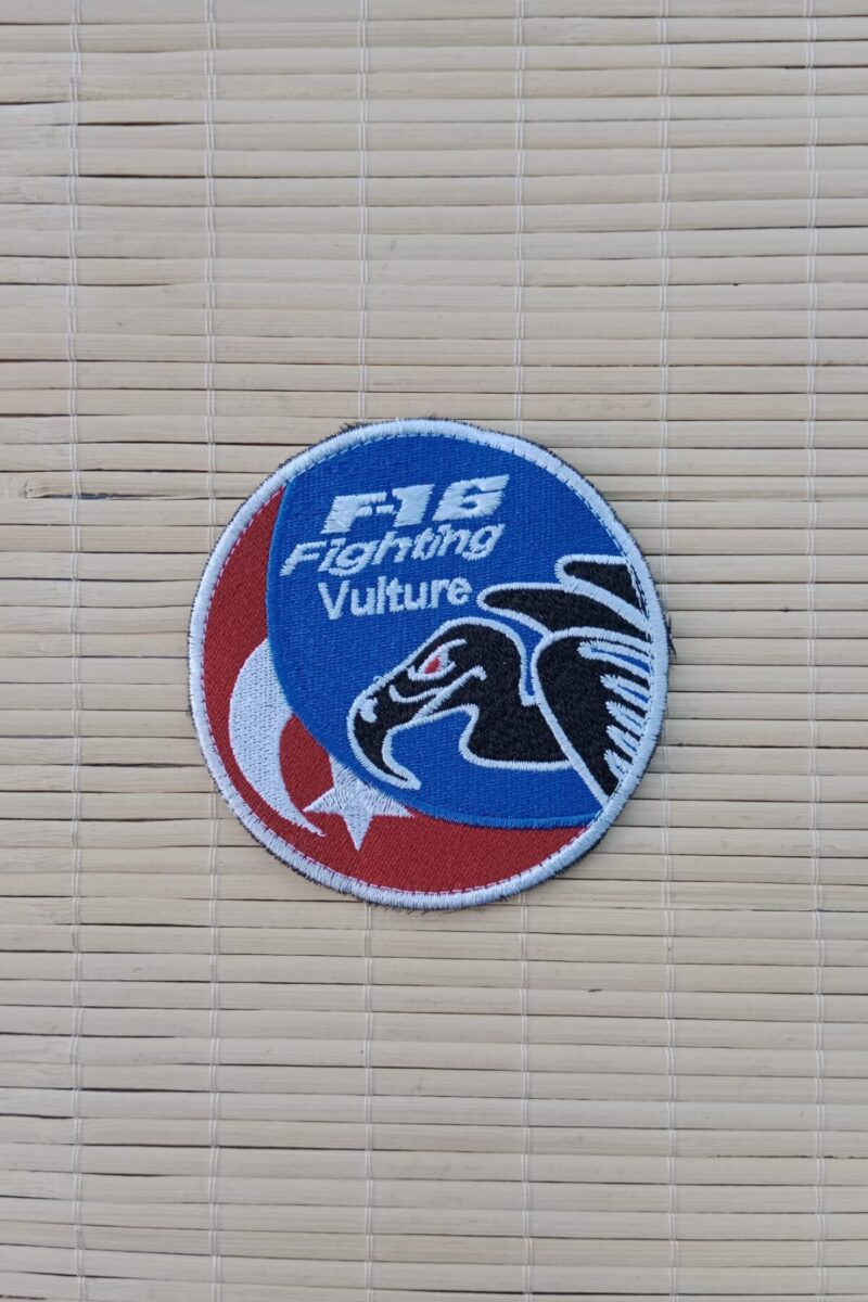 F-16 Fighting Vulture Yazılı Akbaba Logolu Ayyıldız Bayraklı Nakış işlemeli Arma Patch Peç - Görsel 2