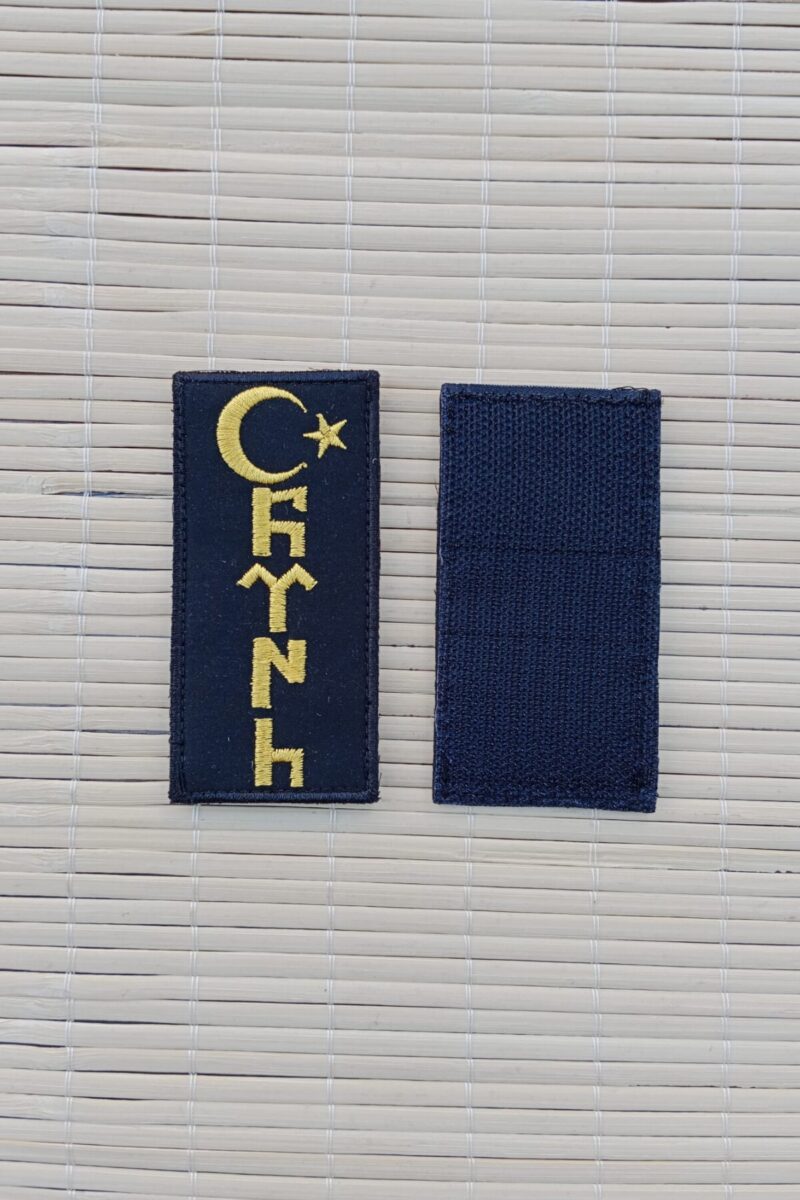 Siyah Zemin Sarı Nakış işlemeli Eski Türkçe TÜRK Yazılı Arma Patch Peç