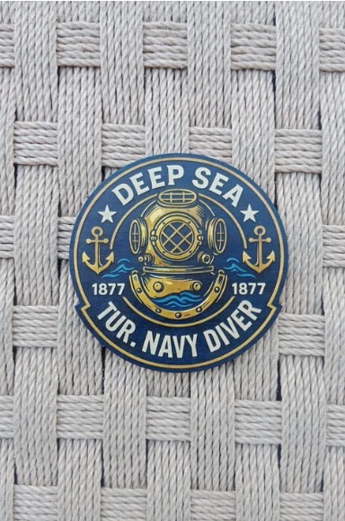 Deep Sea Tur Navy Dıver 1877 3D TPU Silikon Kabartma Arma Patch
